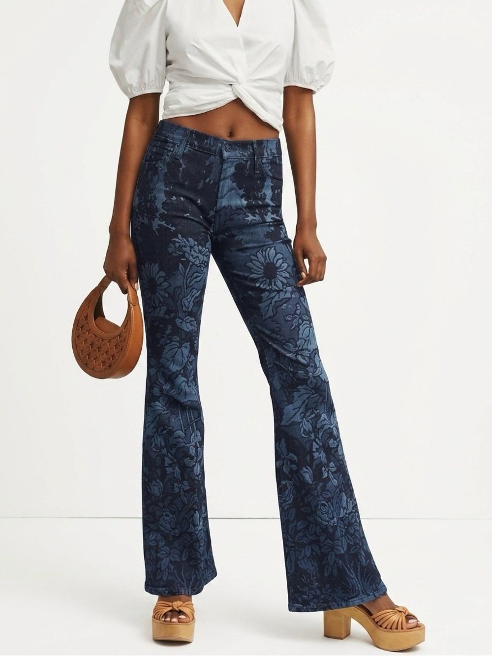 Mother NWOT The Doozie Sneak Floral High Waist Flare Jeans Size 32